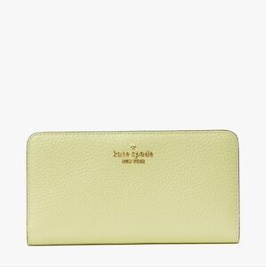 kate spade Lemon Yellow Pebbled Leather Zip Wallet